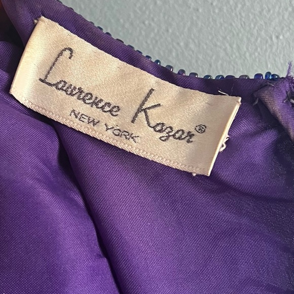 Laurence Kazar Vintage Sequin and Beaded Dress Purple Petite Large - Picture 6 of 7
